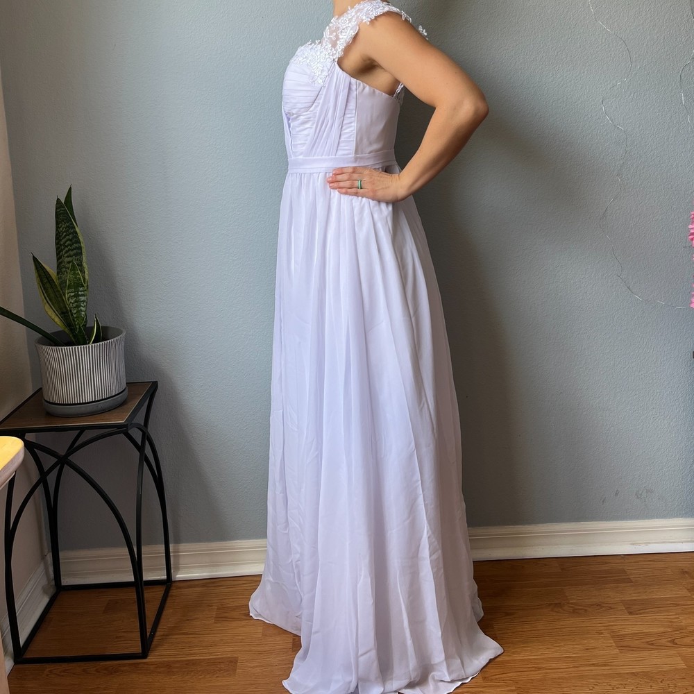 White Wedding Dress Chiffon A-Line Bodice - Picture 12 of 12